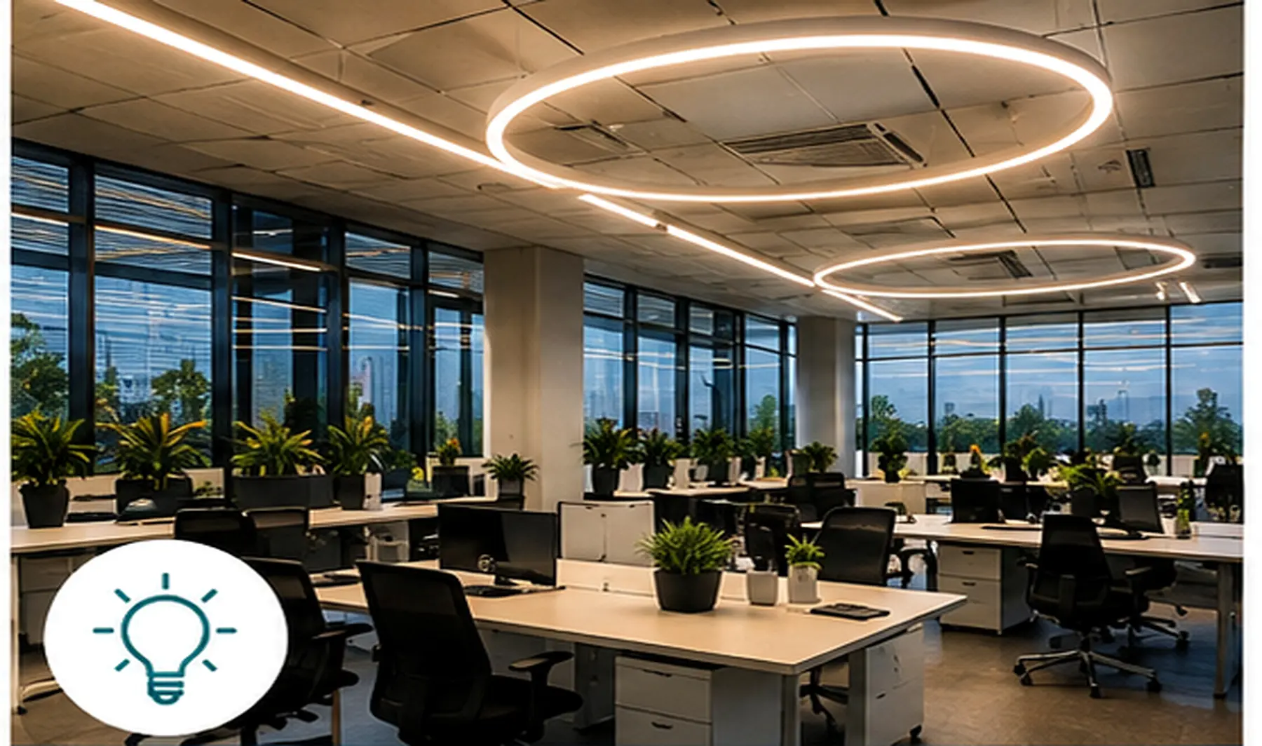 Illuminazione tecnica di un ambiente professionale
